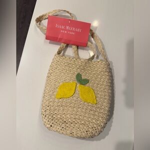 ISAAC MIZRAHI Straw Mini Tote Bag Lemon Brand Newp